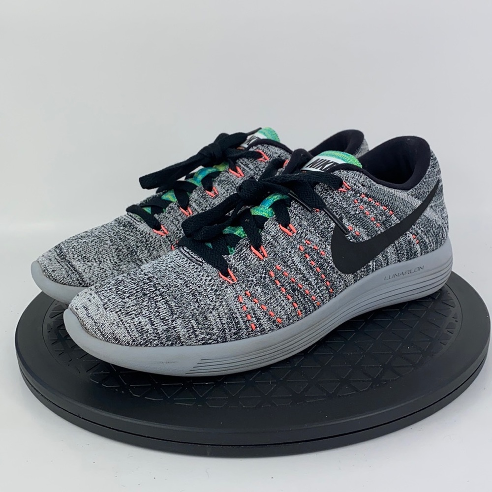 Nike Lunarlon Low Flyknit Gray/Black Running Shoes 843765-100 Women's Size 8.5